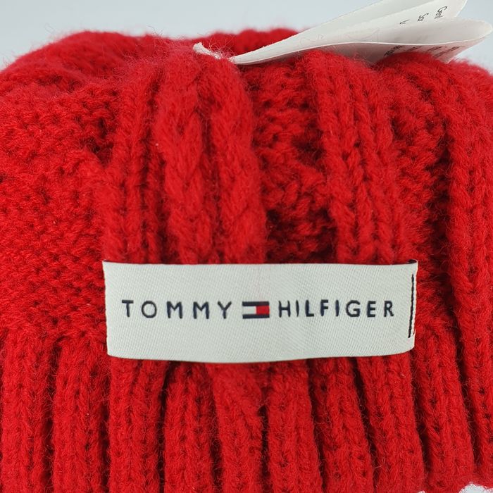 Czapka tommy hilfiger beanie czerwona zimowa przejściowa