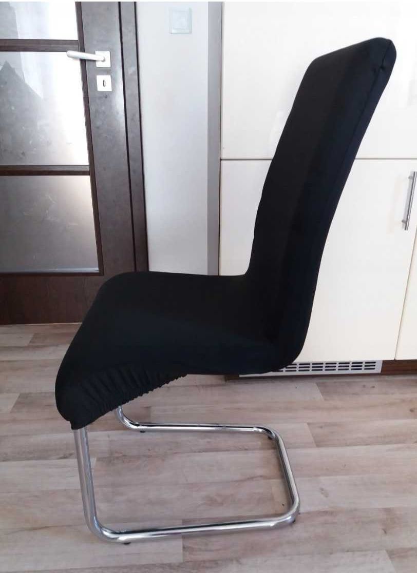 Pokrowce na krzesła czarne zestaw komplet 6 sztuk elastyczne