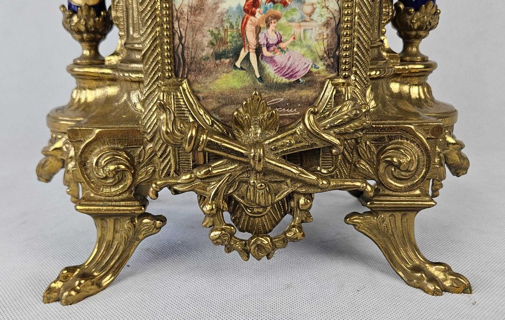 Piękny mosiężny zegar + amfory IMPERIAL - Włochy