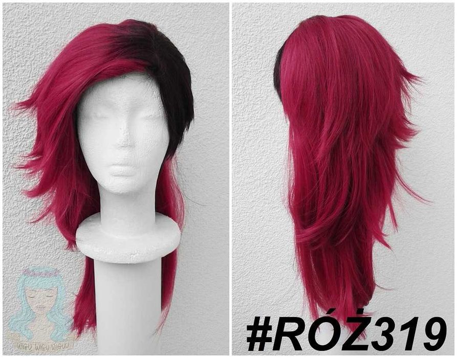 Arcane LoL emo Vi peruka różowa cieniowana 58cm cosplay różowy wig