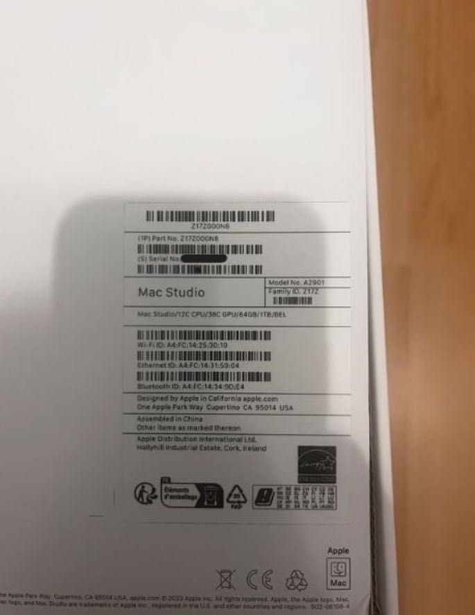 Apple Mac Studio M2 Max SSD 1Tb / RAM 64Gb, GPU 38 cores, Sequoia 15.5