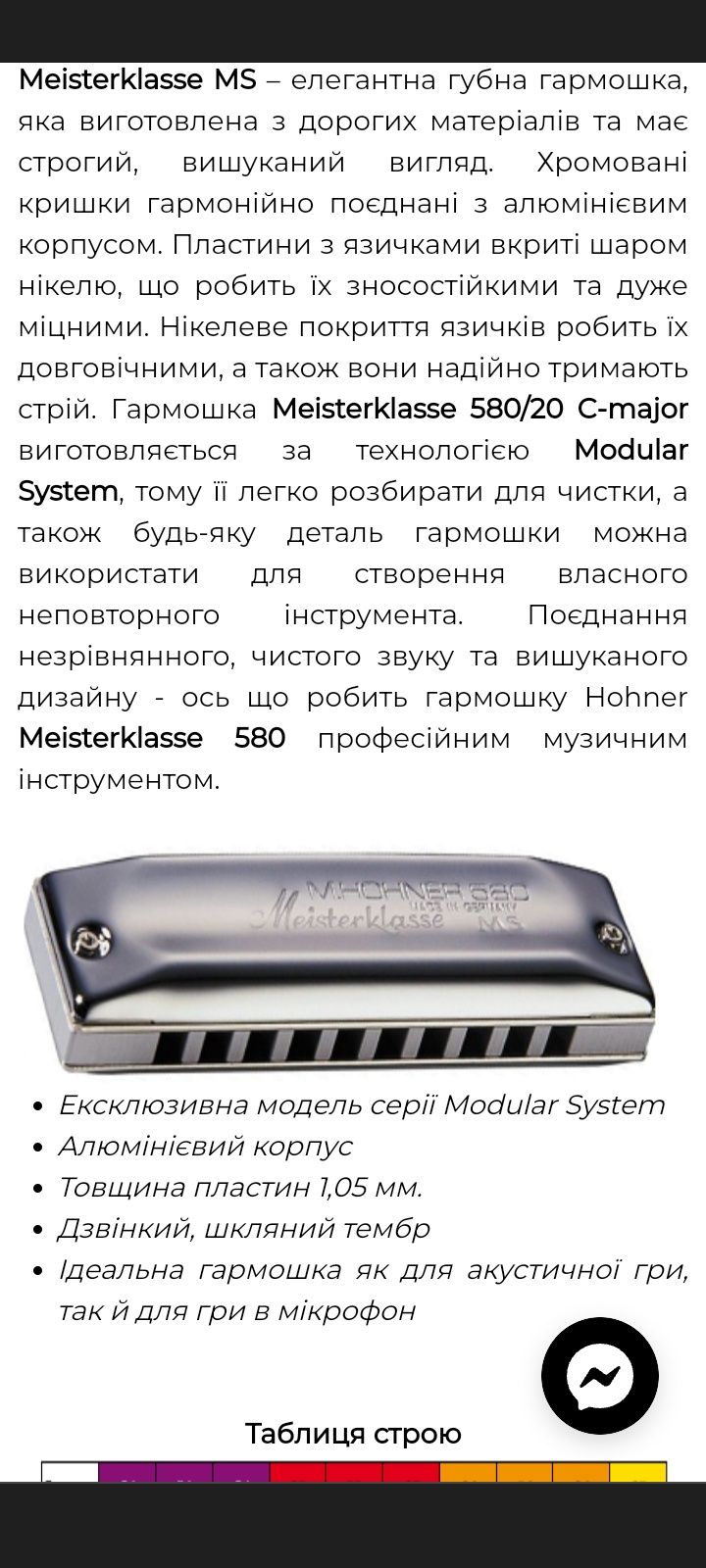 Губная гармошка M. HOHNER560 Meisterklasse MS