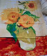 Cudo Nowa duża 89 słoneczniki kwiaty w wazonie apaszka chustka