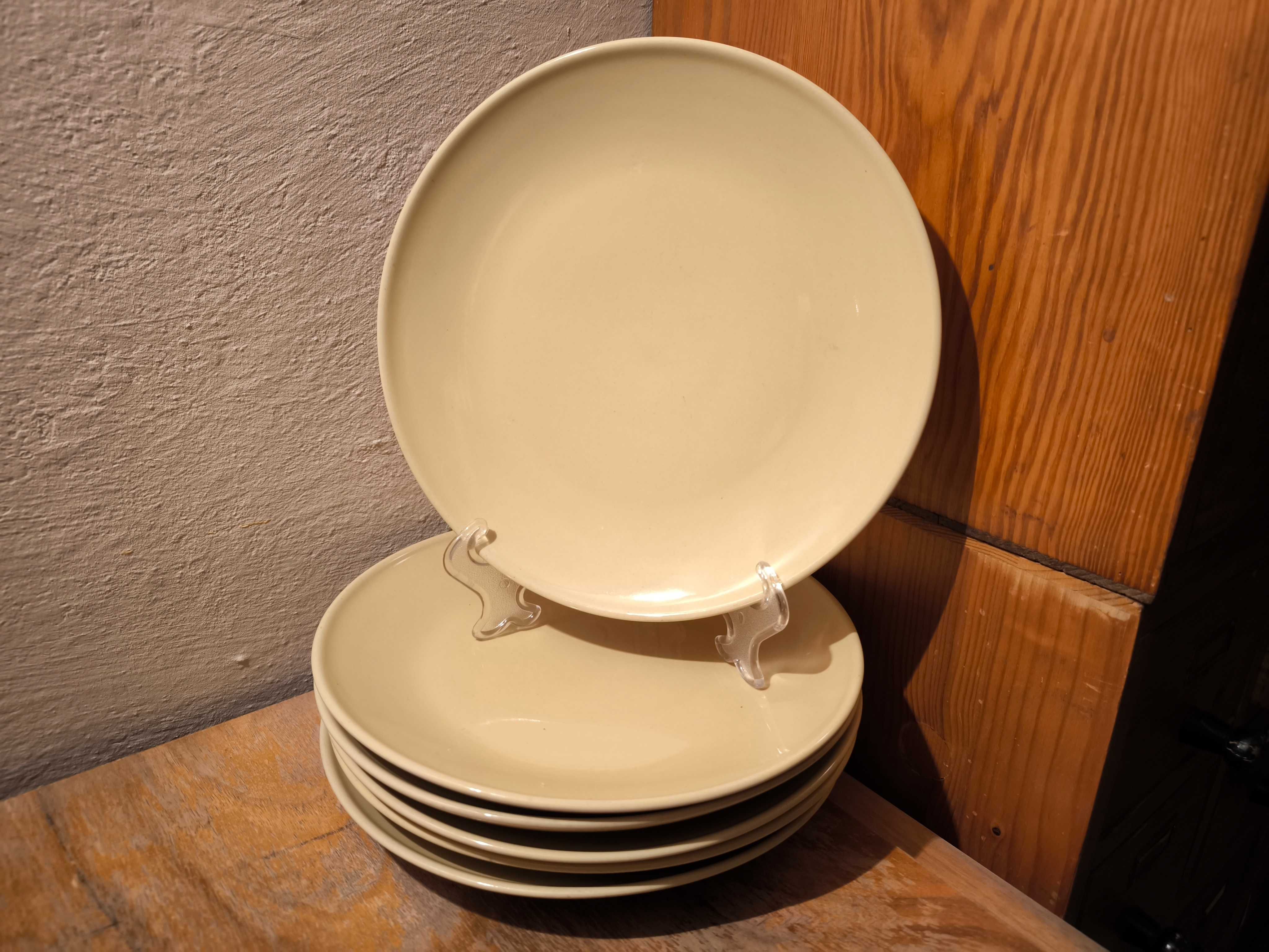 Komplet 6x żółty talerz obiadowy Porcelit Pruszków PRL