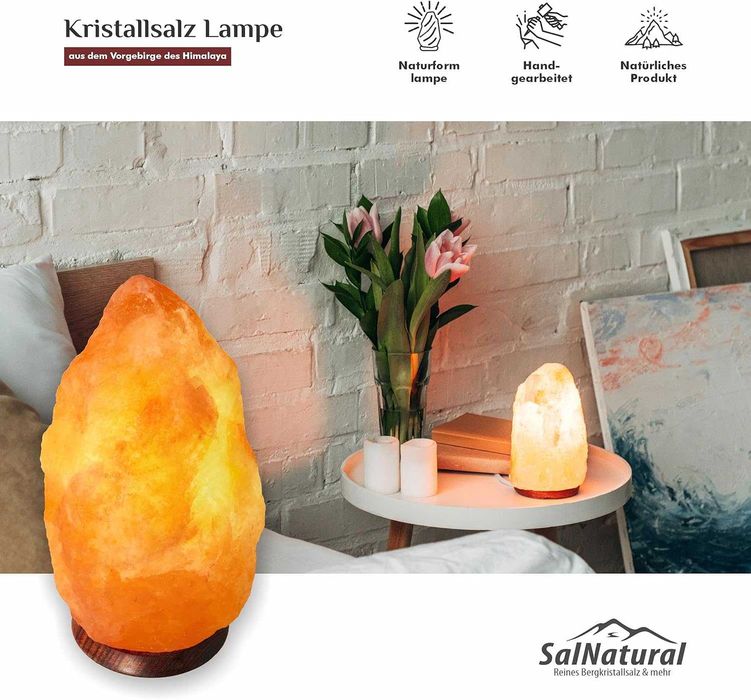Lampa solna SalNatural 2–3 kg z kablem , podstawką i żarówkami.