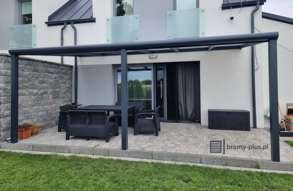 Zadaszenie tarasu 4x4 aluminiowe z montażem poliwęglan mleczny pergola