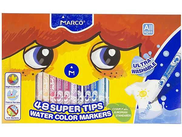 Водные фломастеры Marco Super Washable 24/36/48 цветов