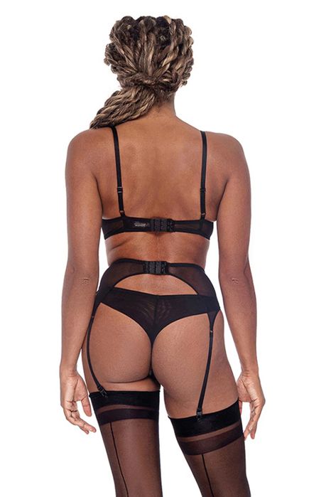 Zhilyova пояс для панчох чорний, black garter belt, xs