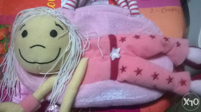 Mala criança boneca cor rosa