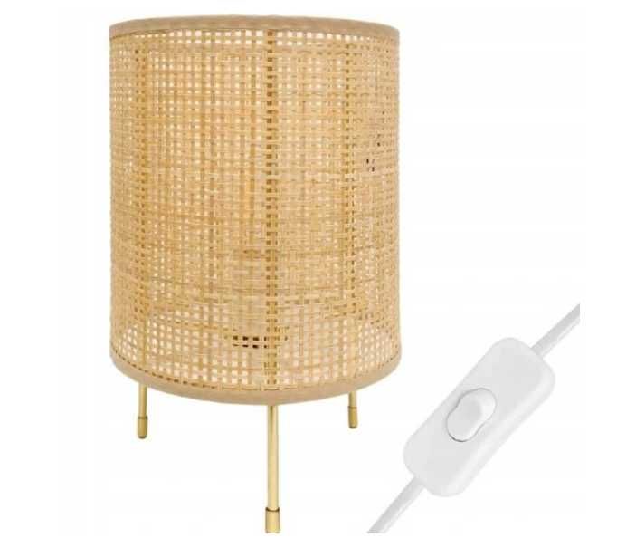 LAMPKA NOCNA BOHO natural pleciona bambus stołowa