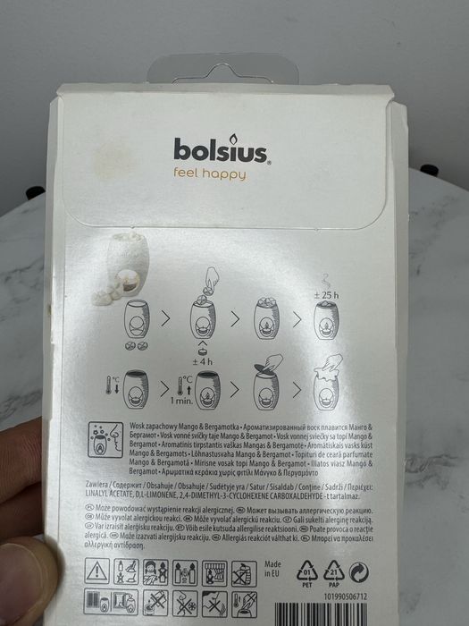 Nowy Wosk Zapachowy do Kominka Bolsius Mango i Bergamotka Terapia