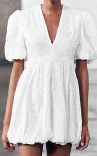 Белое новое пышное платье Zara
