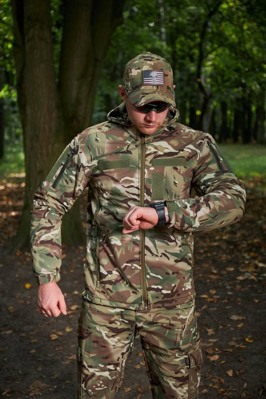 Тактична військова Куртка Soft Shell на флісі Мультикам 46-62р