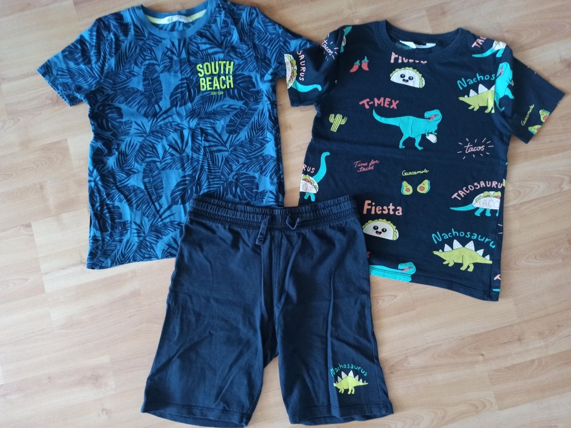 Zestaw H&M dwie koszulki spodenki 122 128