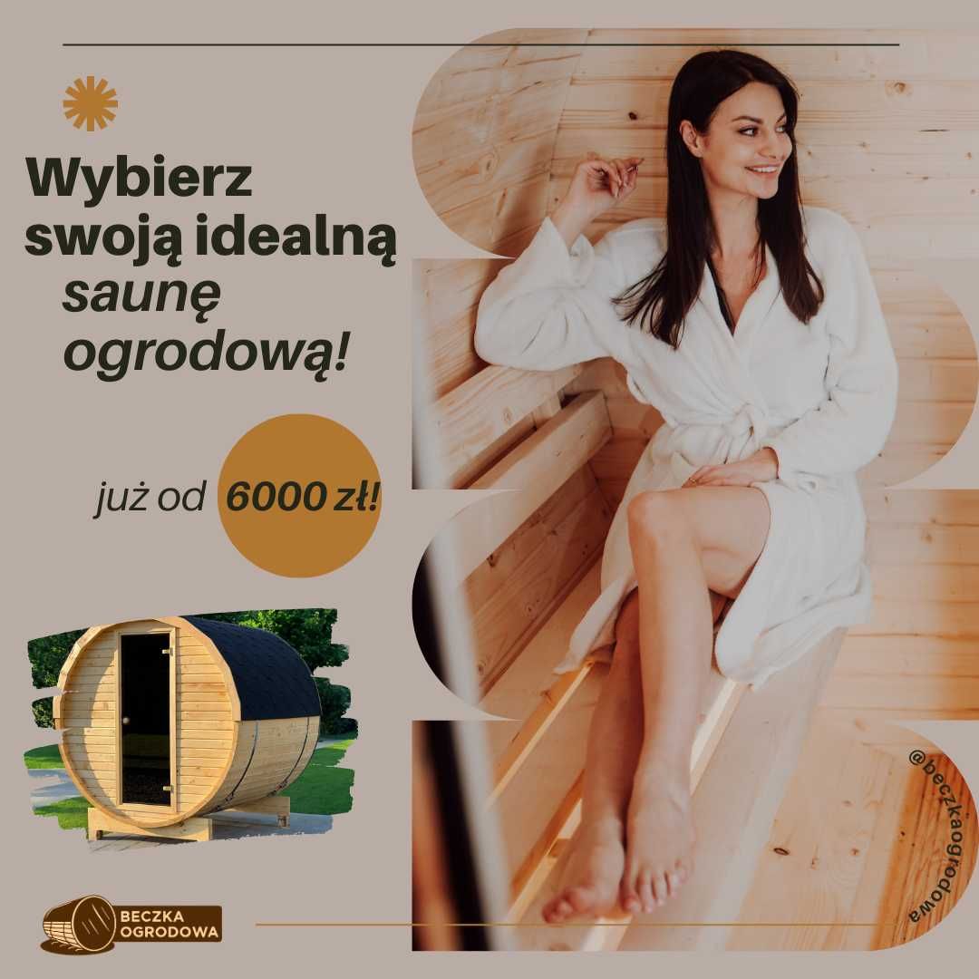 Sauna Ogrodowa Beczka Ruska Bania 2m Dowolna Konfiguracja Cenowa
