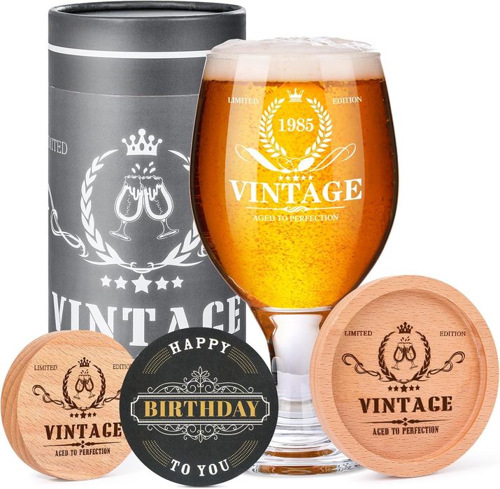 Szklanka Piwo Grawerowana Rocznik 1985 Prezent