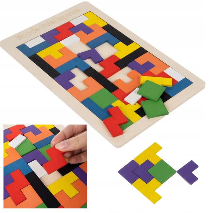Układanka Drewniana Logiczna Puzzle Drewniane Klocki Tetris 40E