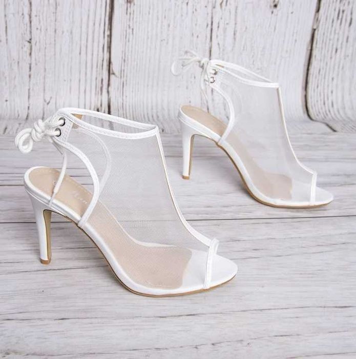 Przezroczyste sandały na szpilce siatka rozmiar 40