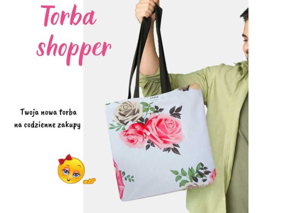 Torba na zakupy bawełniana siatka kolorowa shopperka