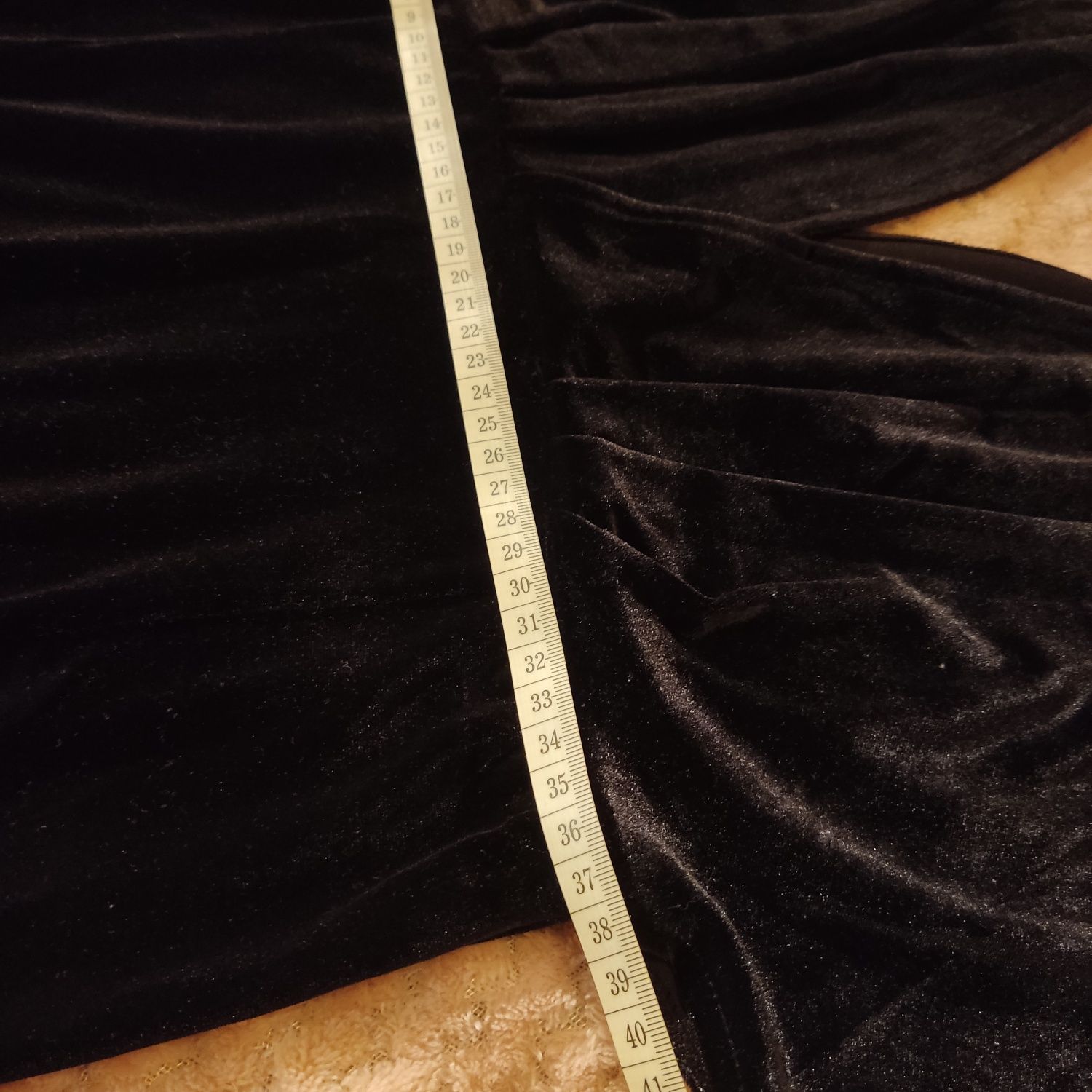 Czarna długa welurowa sukienka nietoperz H&M roz S wymiary patrz opis