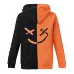 Męska Bluza Dwukolorowa z Kapturem Nadruk Uśmiech - BE HAPPY - 3XL