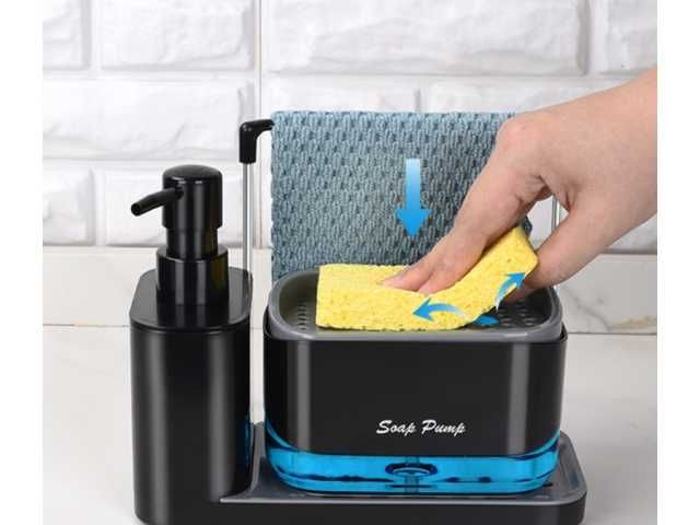 Zestaw Organizer Do Kuchni Dozownik Do Mydła Na Płyn Do Naczyń Pompką