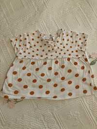 T-shirt branca bolinhas Zara 18-24m