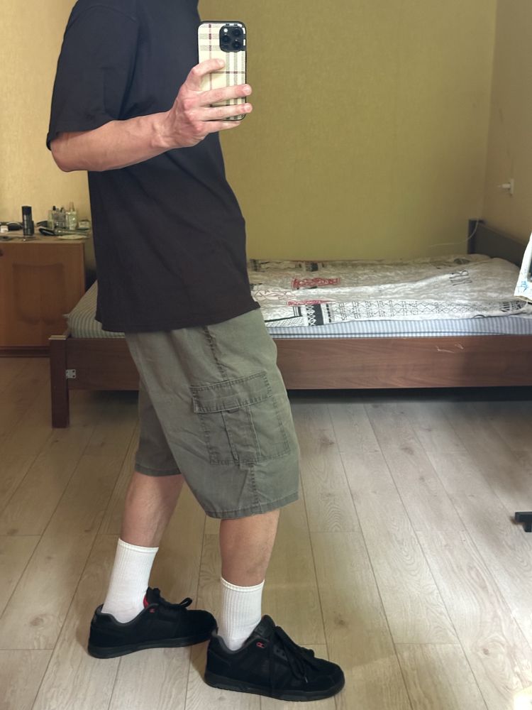 Шорти карго сірі з карманами чоловічі washed L XL , Л ХЛ