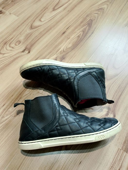 Czarne Damskie Skórzane Buty Botki Sztyblety Sneakersy UGG