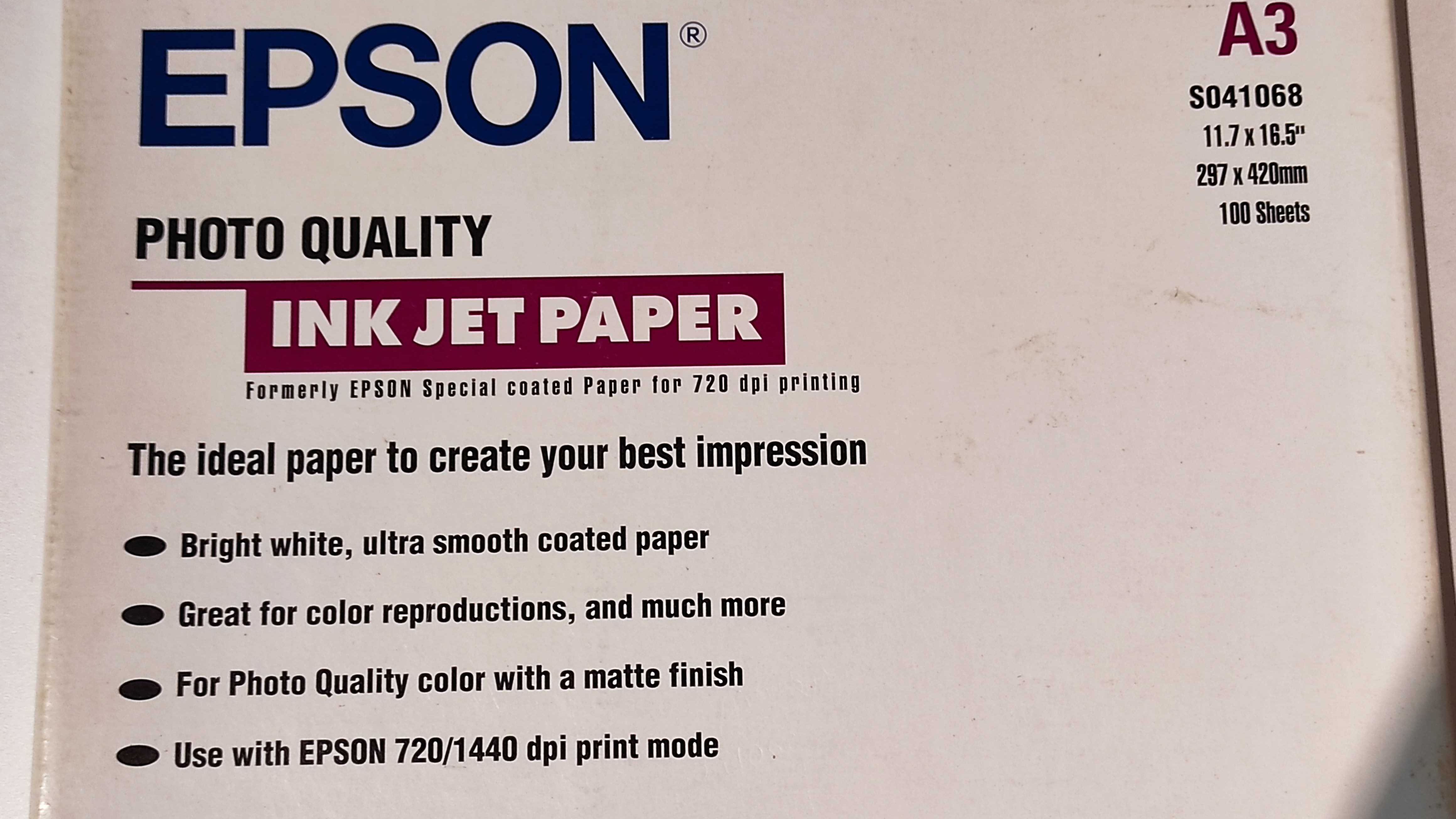 Фотопапір А3 Epson A3 Photo Quality Ink Jet Paper Японія оригінал