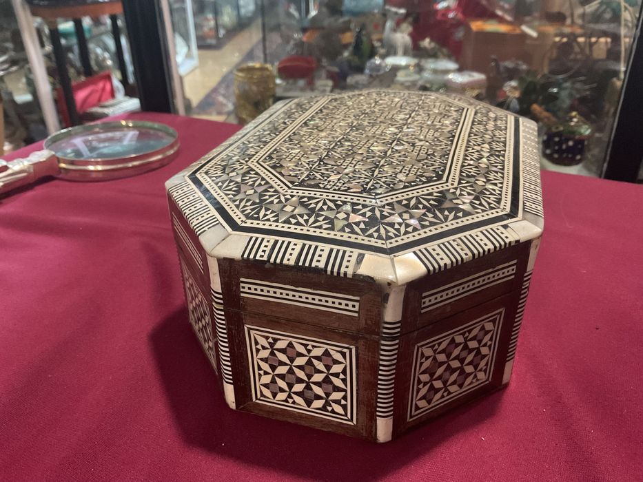 Caixa Sirian moorish inlaid de madre pérola 21x15x08 cm mosaic estilo