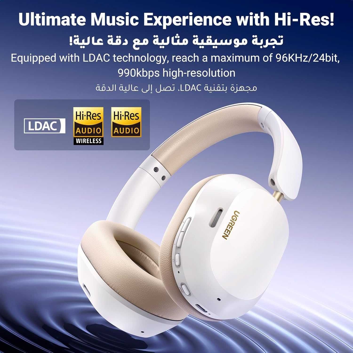 Наушники UGREEN HiTune Max5c Hi-Res LDAC ANC BT5.4 75часов White