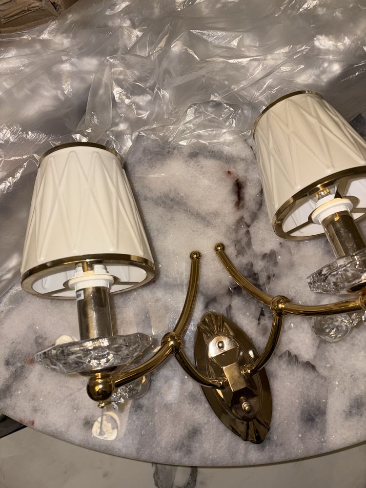 Lumina deco Lampa scienna kinkiet krzystałowy złoty dommini w2