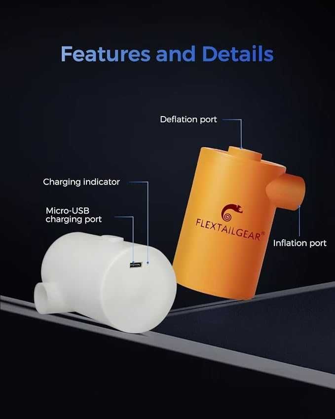Pompka elektryczna USB 3600mAh nadm. /odsysanie FLEXTAILGEAR Max Pump