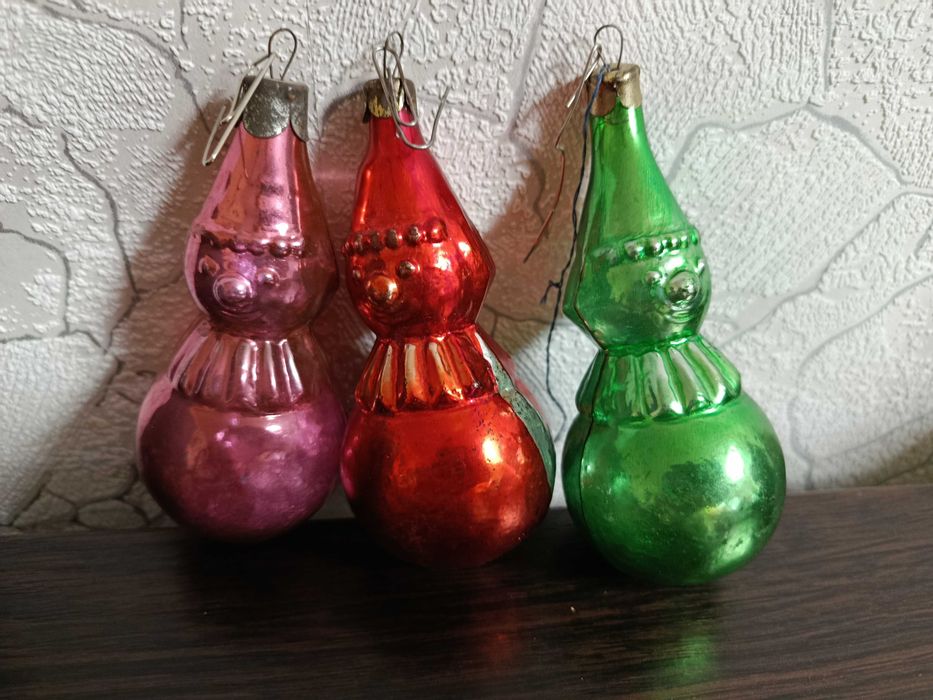 Винтаж 3 шт в лоте елочная игрушка Снеговик СССР