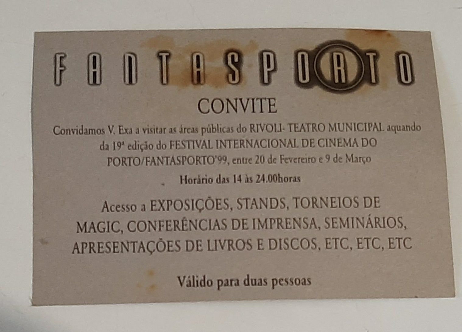 Fantasporto 1999 convite