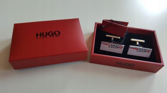 Spinki do mankietów HUGO BOSS – logo HUGO, prostokątne, eleganckie