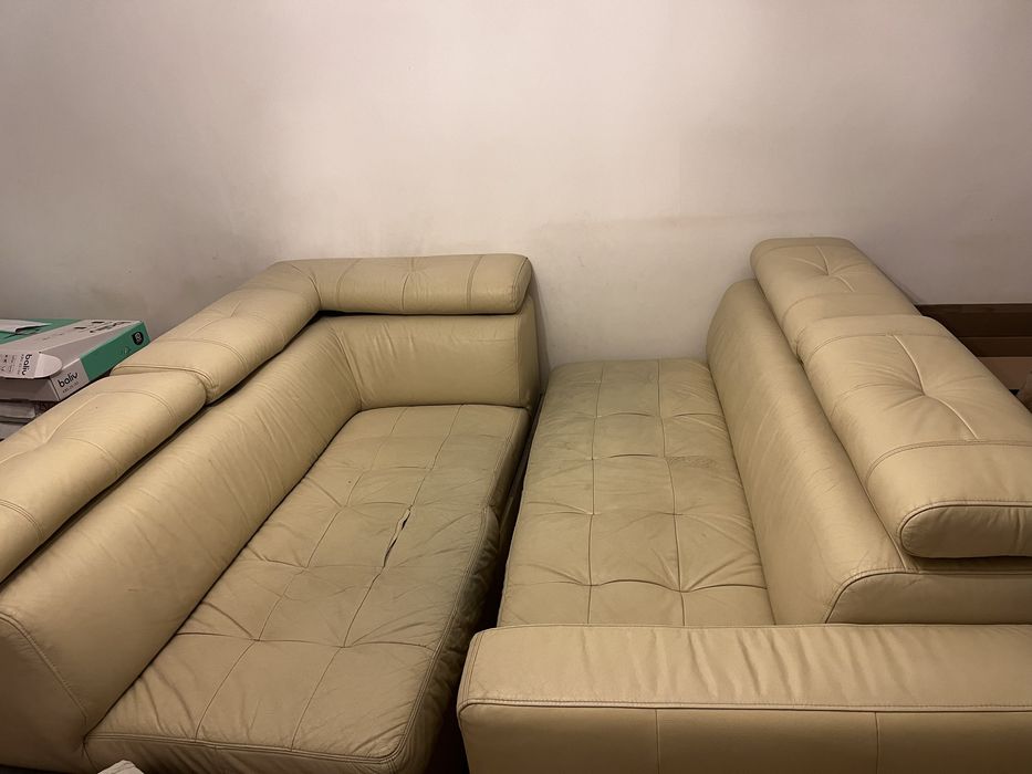 Sofa skórzana w kształcie litery L--Black Red White