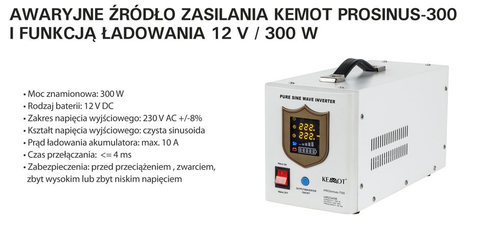 Zasilanie awaryjne Pieca Pompy Kotła CO UPS 300W/500W* KEMOT3404