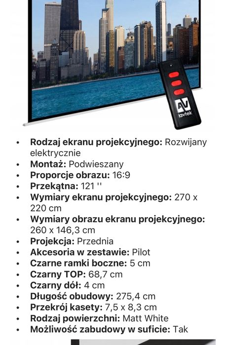 Avtec 270 ekran do projektora elektryczny