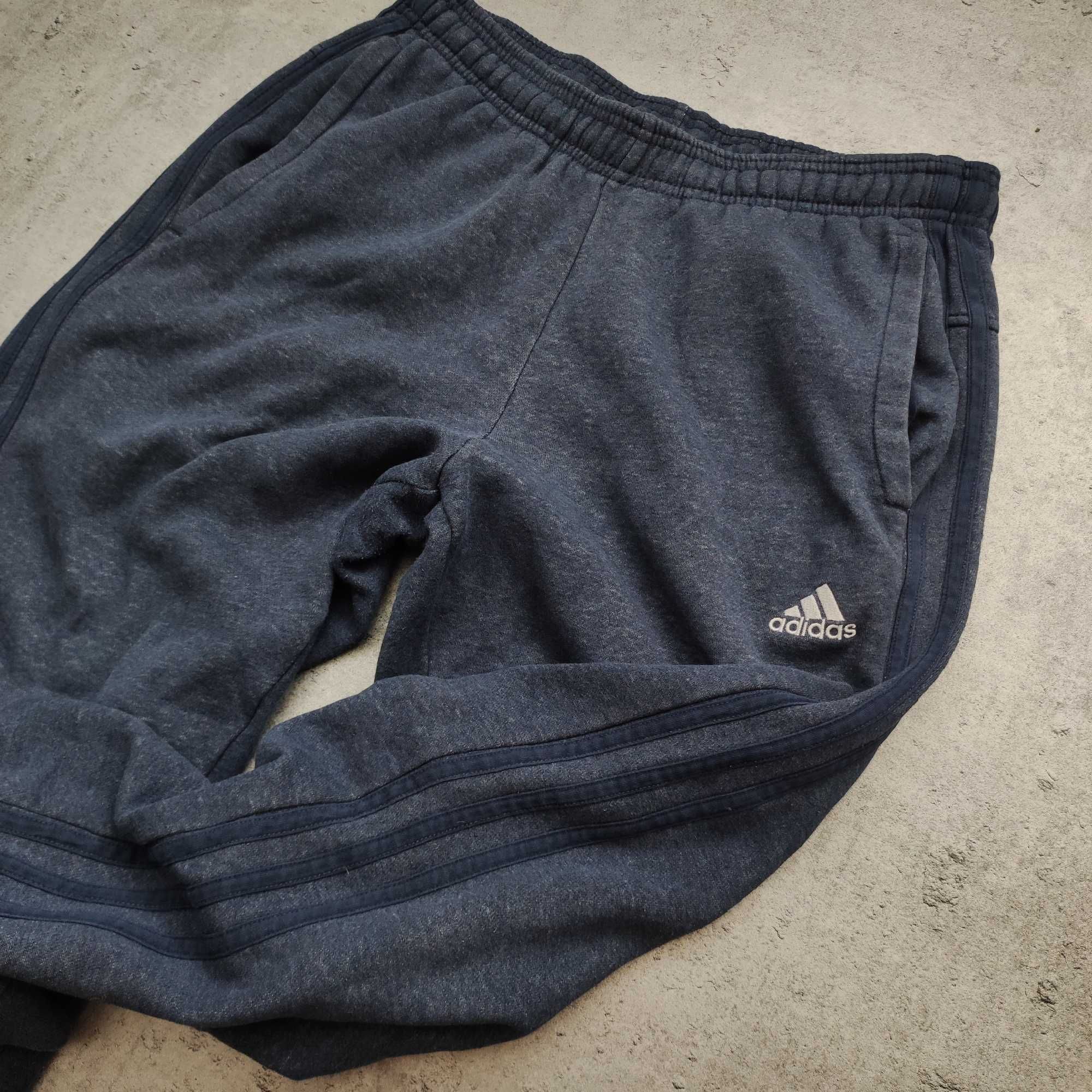MĘSKIE Dresy Spodnie Sportowe Dresowe Bawełna Joggery Adidas Granat