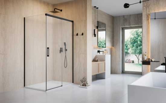 RADAWAY Idea Black KDJ 120x80 cm - prawa - przejrzyste