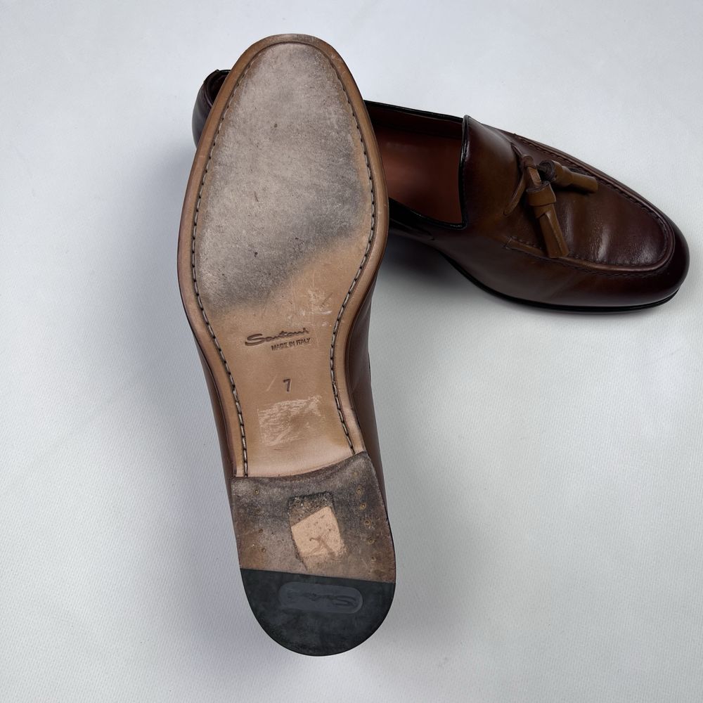 Santoni leather loafers шкіряні лофери туфлі люкс італія