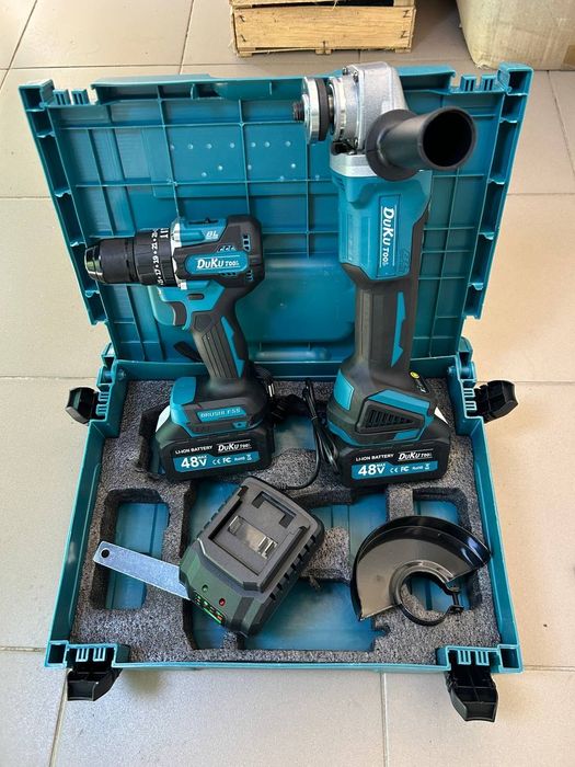 Безщітковий Набір 2в1 болгарка та шуруповерт з 2 акумуляторами 48V