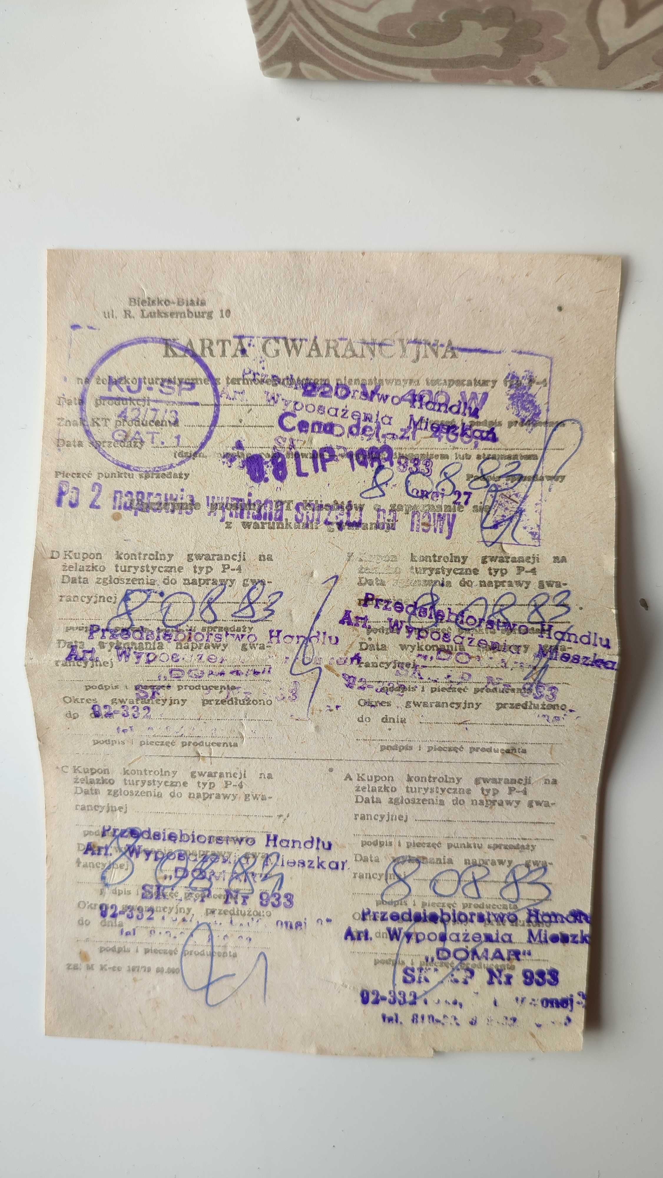 Żelazko Turystyczne ELG nowe Domar PRL 1983 r.