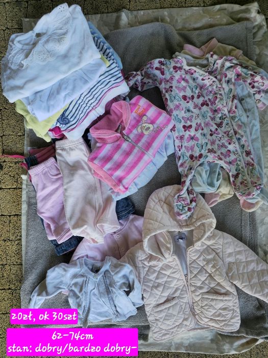 62-74cm paka zestaw dla dziewczynki pajacyki kurtka wiosna jesien zima