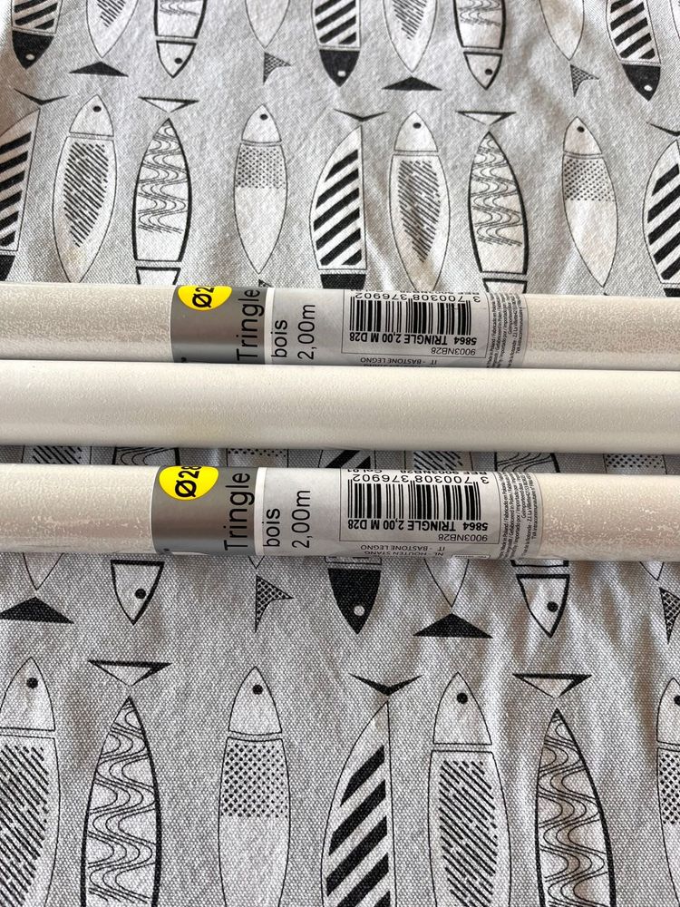 Varões brancos 2metros com acessórios para cortinados NOVO