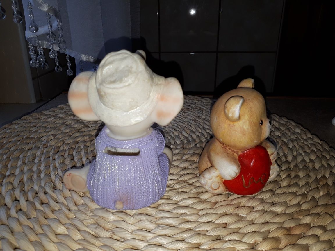 Słonik słoń skarbonka + gratis miś figurki ceramiczne