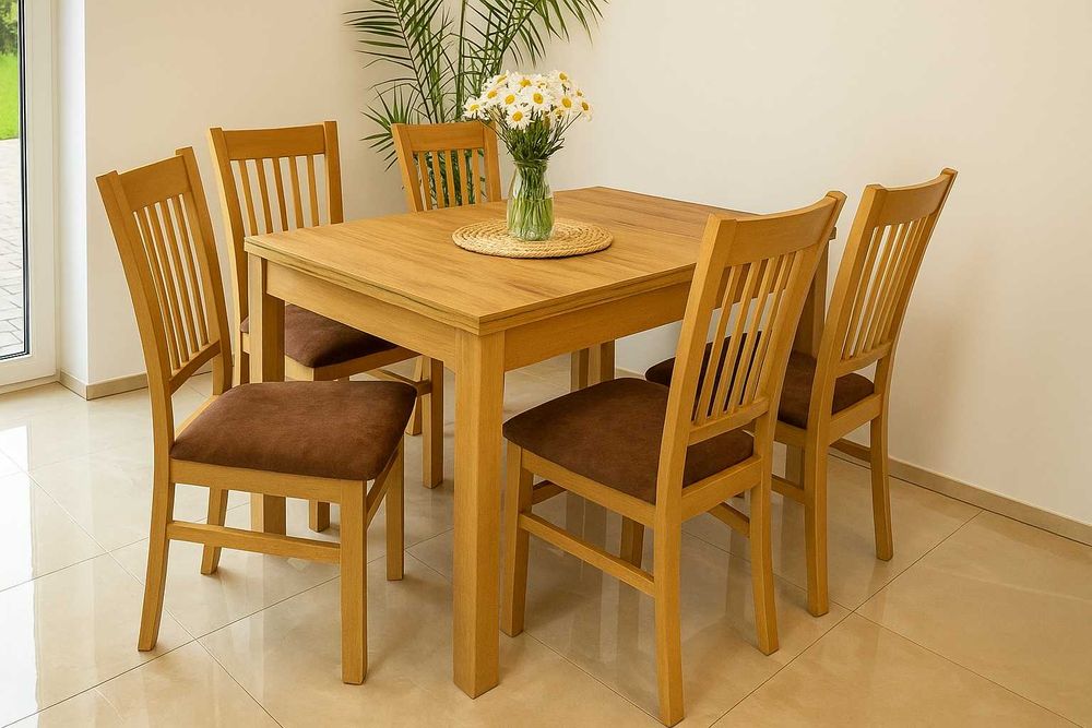 Stół Dębowy Okrągły Rozkładany !Dowolne Wymiary! Krzesło K-5 Drewniany