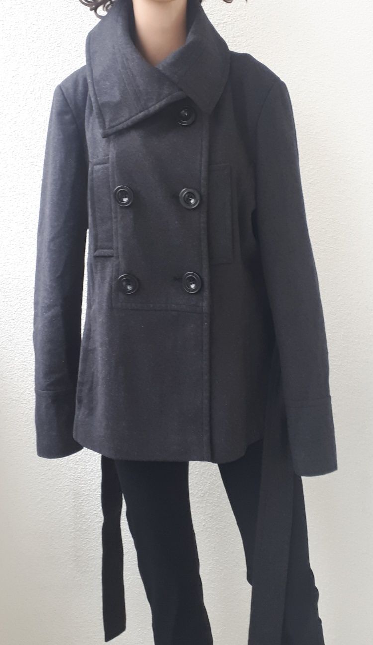 Wełniany płaszcz Zara 42 XL szary krótki